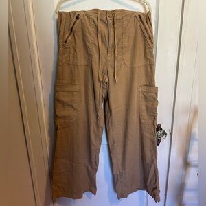 AE Drape Linen-Blend Baggy Wide Leg Cargo Pant
